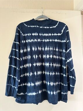 We The Free Navy and White Tie-Dye Long Sleeve Shirt